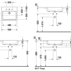 Duravit Vero – Einbauwaschbecken 550x470x170 Mm, 1 Hahnloch, Weiß 0314550000 9