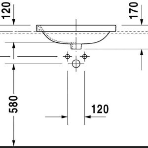 Duravit DuraStyle – Einbauwaschtisch, 560×455 Mm, 1 Hahnloch, Weiß 0374560000 9
