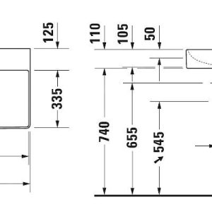 Duravit DuraSquare – Doppelwaschbecken 1000×470 Mm, Mit 2 Hahnlöcher, DuraCeram, Mit WonderGliss, Alpinweiß 23531000431 9