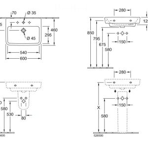 Villeroy & Boch O.novo – Waschbecken 600×460 Mm, Ohne Überlauf, Mit Hahnloch, AntiBac, CeramicPlus, Alpinweiß 4A4161T2 8