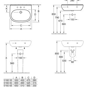 Villeroy & Boch O.novo – Halbsäule, Alpinweiß 52660001 6