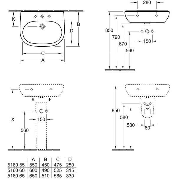 Villeroy & Boch O.novo – Halbsäule, Alpinweiß 52660001 3