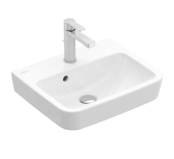 Villeroy & Boch O.novo – Handwaschbecken 450×370 Mm, Mit Überlauf, Mit Hahnloch, CeramicPlus, Alpinweiß 434445R1 1