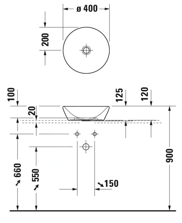 Duravit D-Neo – Einbauwaschtischschale Durchschnitt 400 Mm, WonderGliss, Weiß 23714000701 3