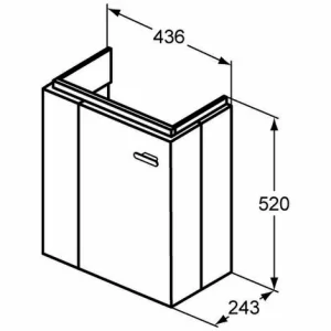 Ideal Standard CONNECT SPACE Waschtischunterschrank, 450mm, 1 Tür, Ablage Links, E0370, Farbe: Ulme Grau Dekor – E0370KS 6