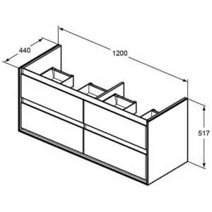 Ideal Standard Mdwaschtischunterschrank Connect AIR,4Ausz., 1200x440x5 X 17mm, Weiß Und Hellgrau, E0822KN 6