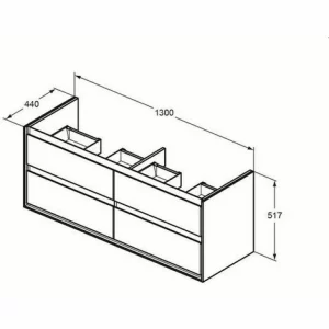 Ideal Standard Mdwaschtischunterschrank Connect AIR,4Ausz., 1300x440x5 X 17mm,Pinie Hell Dek.und Brn.matt, E0824UK 6