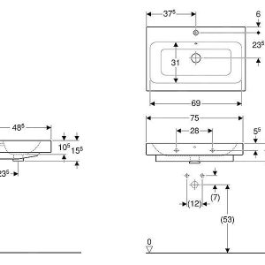 Geberit ICon – Waschtisch 750×485 Mm, Mit Hahnloch Und Überlauf, Mit KeraTect, Weiß 124575600 8