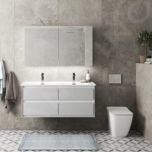 Ideal Standard Strada II – Doppelwaschtischunterschrank 1240×460 Mm, 2 Hahnlöcher, Mit Ideal Plus, Weiß T3005MA 12