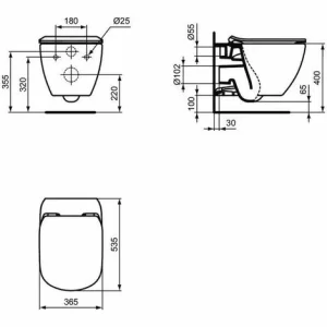 Wandhängende Toilette AquaBlade Ideal Standard Tesi Seidenweiß Mit Schmalem Sitz Und Langsamem Schließsystem | Glänzendes Weiß – Mit Toilettensitze 12