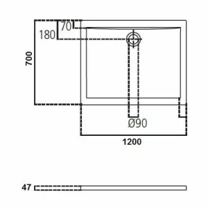 Rechteckige Acryl-Duschwanne 120X70 Cm Ideal Standard Ultraflat Mit Ablaufloch Ø90 Mm | Weiß 9