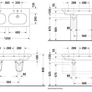 Duravit D-Code – Möbel-Doppelwaschtisch 1200×490 Mm, Mit 1 Hahnloch, Alpinweiß 03481200002 8