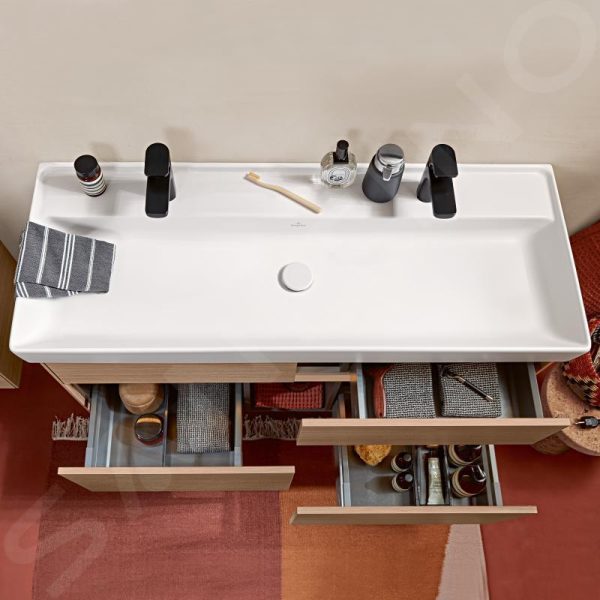 Villeroy & Boch Collaro – Möbelwaschtisch, 1200×470 Mm, Ohne Überlauf, 2 Hahnlöchern, CeramicPlus, Stone White 4A33C1RW 4