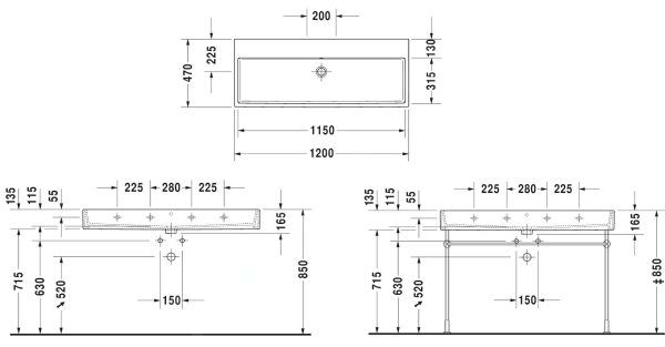 Duravit Vero Air – Doppelwaschtisch 1200×470 Mm, Mit Überlauf, Ohne Hahnloch, Weiß 2350120060 3