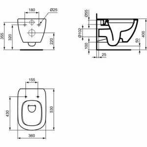 Ideal Standard Wand-WC Ohne Rand + WC-Deckel Soft Close, Weiß (TesiRimless) 13