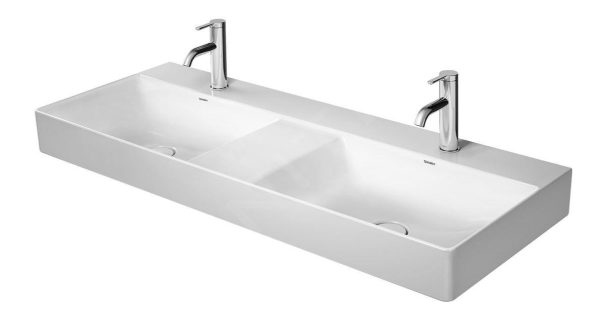Duravit DuraSquare – Möbel-Doppelwaschtisch 1200×470 Mm, Mit 2 Hahnlöcher, DuraCeram, Mit WonderGliss, Alpinweiß 23531200711 1
