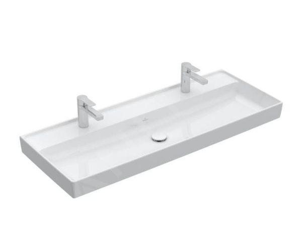 Villeroy & Boch Collaro – Möbelwaschtisch, 1200×470 Mm, Ohne Überlauf, 2 Hahnlöchern, CeramicPlus, Stone White 4A33C1RW 1