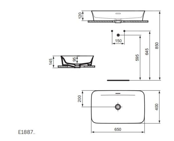 Ideal Standard Ipalyss – Aufsatzwaschbecken 650×400 Mm, Mit Überlauf, Weiß E188701 3