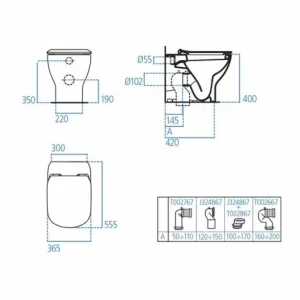 Ideal Standard Tesi Wandhängende Sanitärkeramik Mit Versetztem Ablauf Und AquaBlade Mit Duroplastischem Sitz Mit Langsamer Schließung 9