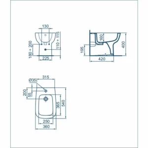 Ideal Standard Wandhängende Sanitärkeramik Mit Versetztem Ablauf Esedra Wc + Bidet + Schmaler Sitz 10
