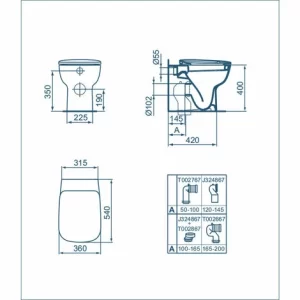 Ideal Standard Wandhängende Sanitärkeramik Mit Versetztem Ablauf Esedra Wc + Bidet + Schmaler Sitz 12