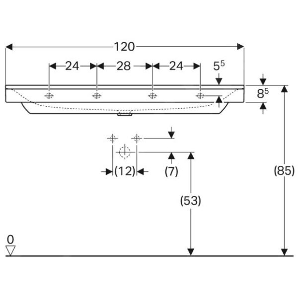 Geberit Xeno 2 – Waschtisch 1200×480 Mm, Ohne Hahnloch Und Überlauf, Mit KeraTect, Weiß 500.552.01.1 3