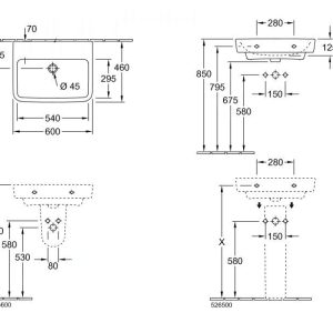 Villeroy & Boch O.novo – Waschbecken 600×460 Mm, Ohne Überlauf, Ohne Hahnloch, Alpinweiß 4A416301 6