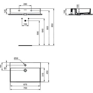 Ideal Standard Extra – Aufsatzwaschtisch 700×450 Mm, Mit Überlauf, Hahnloch, Weiß T389401 8
