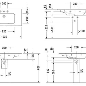 Duravit ME By Starck – Möbelwaschtisch 1030×490 Mm, Ohne Hahnloch, Alpinweiß 2336100060 6
