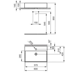 Ideal Standard Strada – Waschtisch 600x420x145 Mm, 1 Hahnloch, Weiß K078101 10