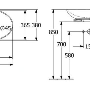 Villeroy & Boch Loop&Friends – Aufsatzwaschtisch, 560×380 Mm, Mit Überlauf, CeramicPlus, Graphite 4A4700i4 12