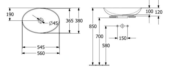 Villeroy & Boch Loop&Friends – Aufsatzwaschtisch, 560×380 Mm, Mit Überlauf, CeramicPlus, Graphite 4A4700i4 3