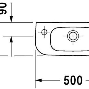Duravit D-Code – Handwaschbecken 500×220 Mm, Mit 1 Hahnloch Rechts, Weiß 07065000082 8