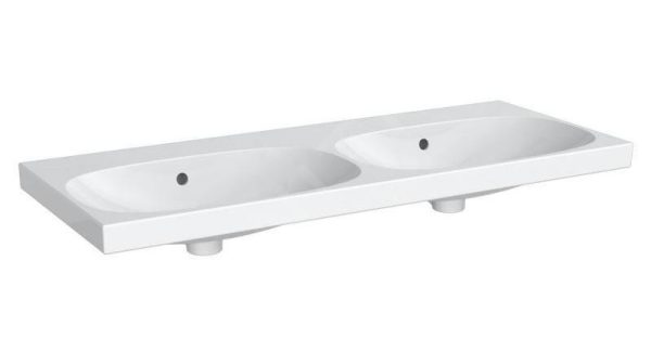 Geberit Acanto – Doppelwaschtisch 1200×482 Mm, Ohne Hahnloch, Mit Überlauf, Weiß 500.628.01.2 1