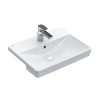 Villeroy & Boch Avento – Halbeinbauwaschtisch Ohne Überlauf, 3 Hahnlöchern, 550 X 360 Mm – Mit CeramicPlus, Alpinweiß 4A0655R1 13
