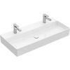 Villeroy & Boch Memento 2.0 – Schrank-Doppelwaschbecken 1000×470 Mm, Ohne Überlauf, 2 Hahnlöchern, Alpinweiß 4A221K01 13