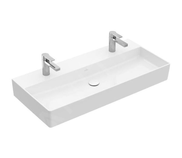 Villeroy & Boch Memento 2.0 – Schrank-Doppelwaschbecken 1000×470 Mm, Ohne Überlauf, 2 Hahnlöchern, Alpinweiß 4A221K01 1