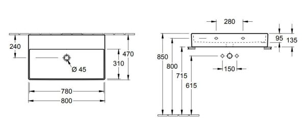 Villeroy & Boch Memento 2.0 – Möbelwaschtisch 800×470 Mm, Ohne Überlauf, Ohne Hahnloch, CeramicPlus, Alpinweiß 4A228F01 3