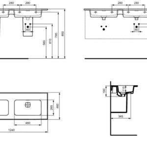 Ideal Standard Strada II – Doppelwaschtischunterschrank 1240×460 Mm, Ohne Hahnloch, Weiß T363601 7