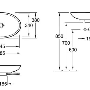 Villeroy & Boch Loop&Friends – Aufsatzwaschbecken, 585×380 Mm, Ohne Überlauf, Ohne Hahnloch, CermaicPlus, Alpinweiß 515101R1 7