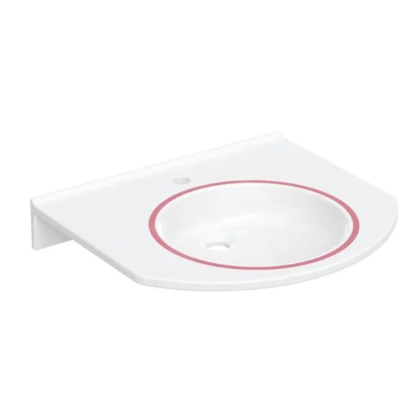 Geberit Publica – Waschtisch, Barrierefrei, Ohne Überlauf, Hahnloch, Alpinweiß 500.668.01.1 1
