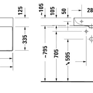 Duravit DuraSquare – Möbelwaschtisch 500×470 Mm, DuraCeram, Alpinweiß 2353500079 7
