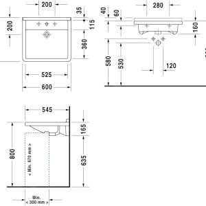 Duravit Starck 3 – Waschbecken 600×545 Mm, 1 Hahnloch, Weiß 0309600000 7