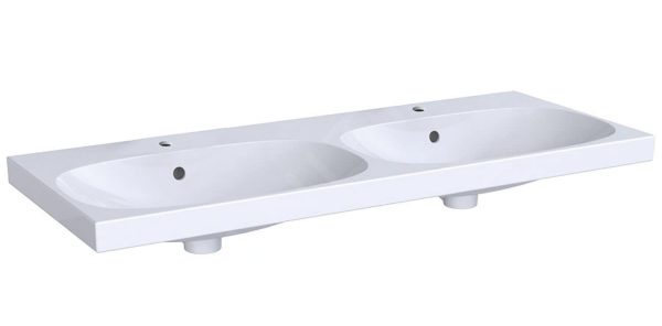 Geberit Acanto – Doppelwaschtisch 1200×482 Mm, Mit 2 Hahnlöcher, Mit Überlauf, Weiß 500.627.01.2 1