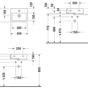 Duravit Vero – Einbauhandwaschbecken 450×350 Mm, 1 Hahnloch, Mit WonderGliss, Alpinweiß 07044500271 8