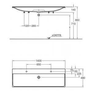 Geberit Xeno 2 – Doppelwaschtisch 1400×480 Mm, Ohne Hahnloch, Ohne Überlauf, Alpinweiß 500.276.00.1 8