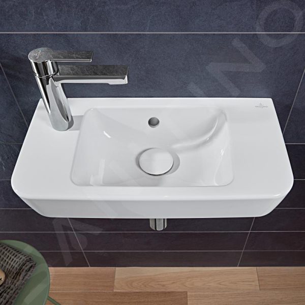 Villeroy & Boch O.novo – Handwaschbecken Compact 500×250 Mm, Mit Überlauf, 1 Hahnloch Links, CeramicPlus, Alpinweiß 4342L5R1 4