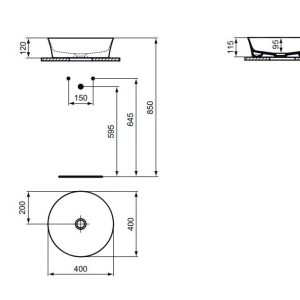 Ideal Standard Ipalyss – Waschbecken, Durchmesser 400 Mm, Ohne Überlauf, Weiß Matt E1398V1 8