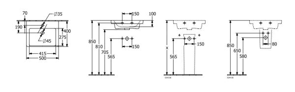 Villeroy & Boch Subway 3.0 – Möbelhandwaschbecken 500×400 Mm, Ohne Überlauf, Mit Hahnloch, Alpinweiß 4370FG01 3