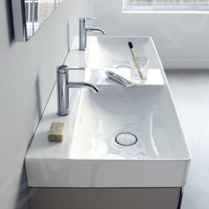 Duravit DuraSquare – Möbel-Doppelwaschtisch 1200×470 Mm, Mit 2 Hahnlöcher, DuraCeram, Mit WonderGliss, Alpinweiß 23531200711 11